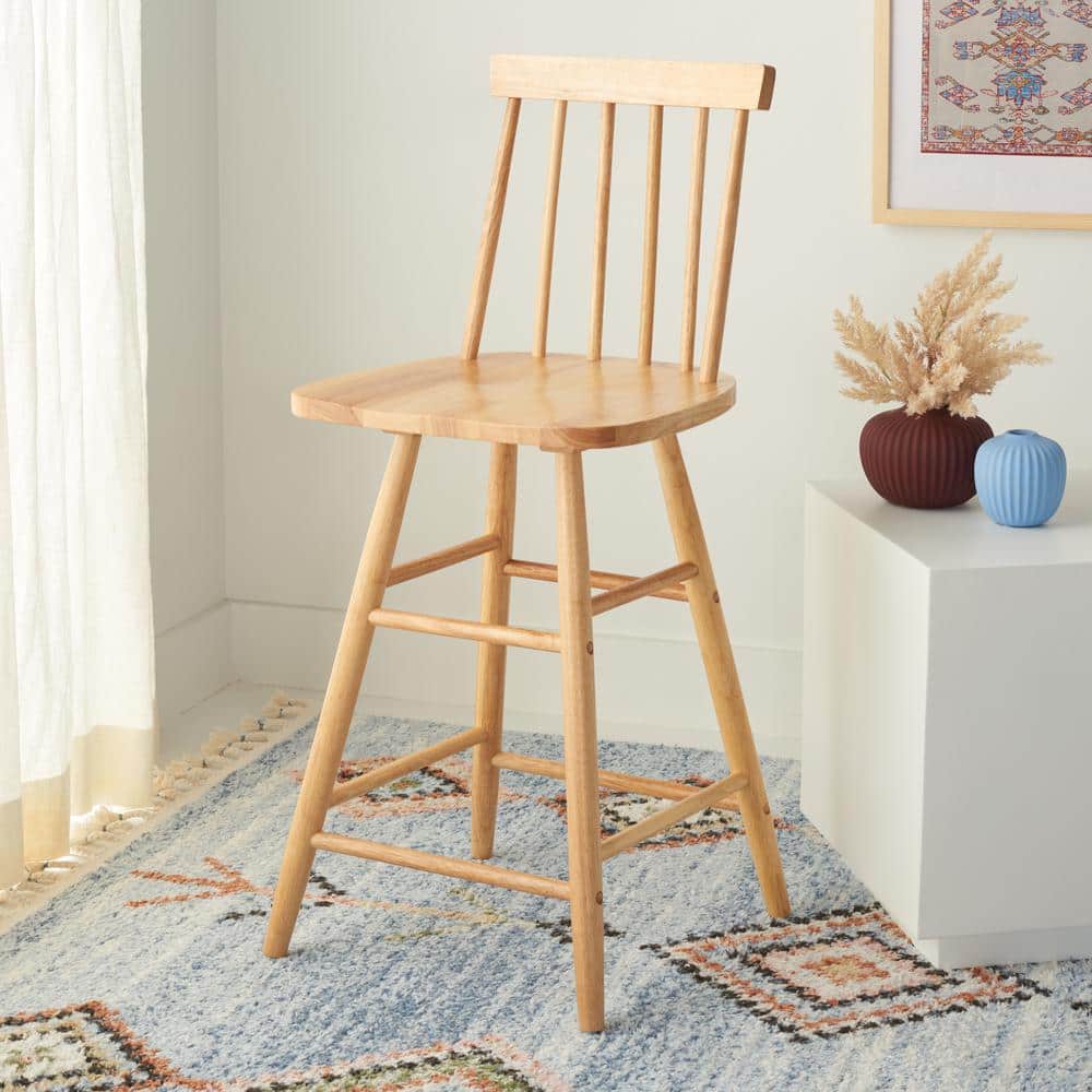 Natural Wood Swivel Windsor Counter Stool