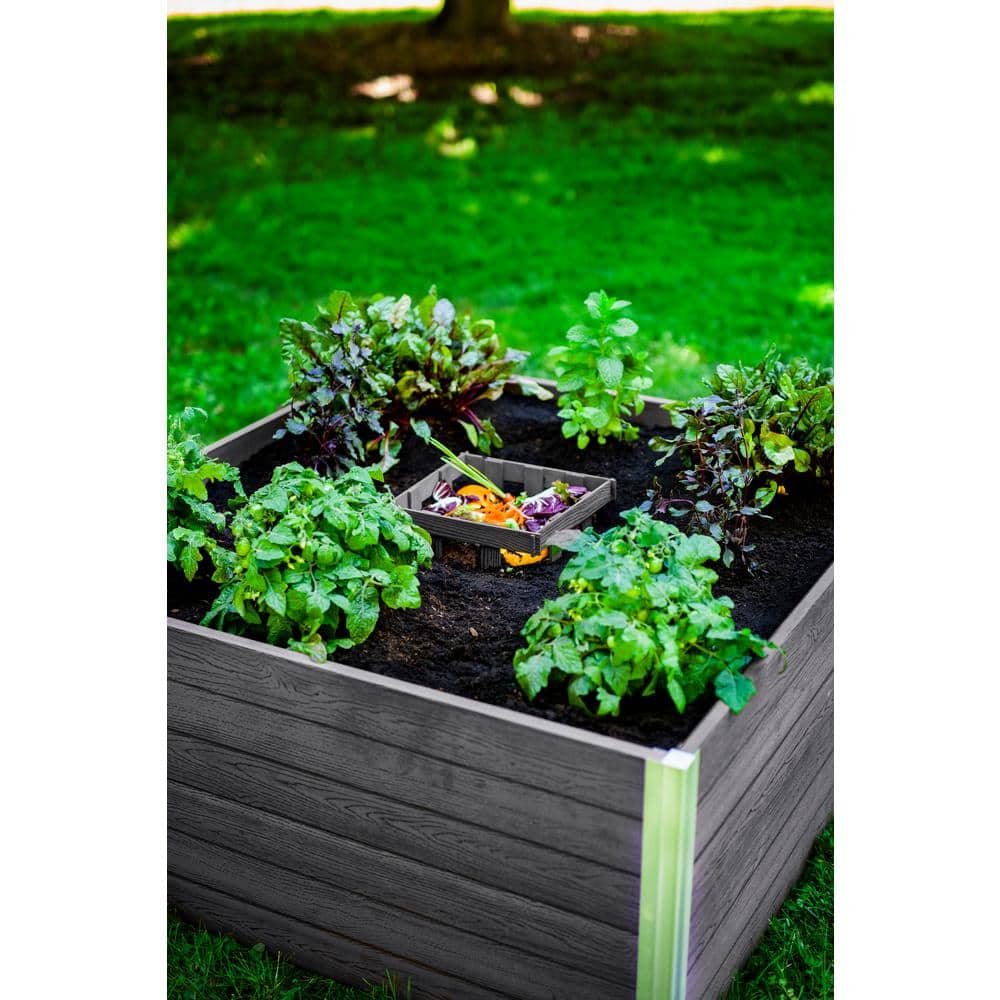 Slate Grey 4x4x22 Keyhole Composting Raised Garden Bed