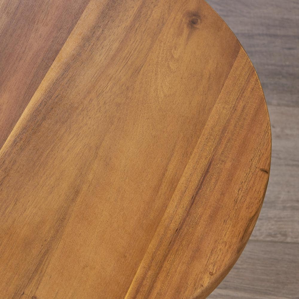 Natural Brown Medium Acacia Wood Round Accent Table