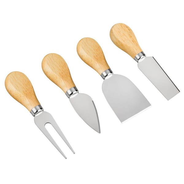 Mini Cheese Knives & Spreaders with Cheese Knife, Fork, Slicer and Butter Knife for Charcuterie Board (4-Pack)