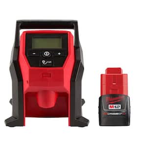 M12 12-Volt Electric Portable Inflator (Tool-Only) with M12 12-Volt Lithium-Ion 2.0 Ah Compact Battery Pack