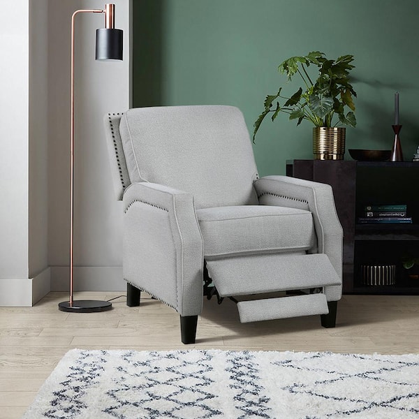 Lazzara Adele Gray Chenille Fabric Manual Push Back Recliner