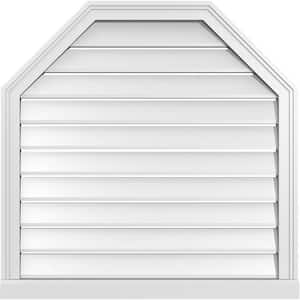 32" x 32" Octagonal Top Surface Mount PVC Gable Vent: Functional with Brickmould Sill Frame
