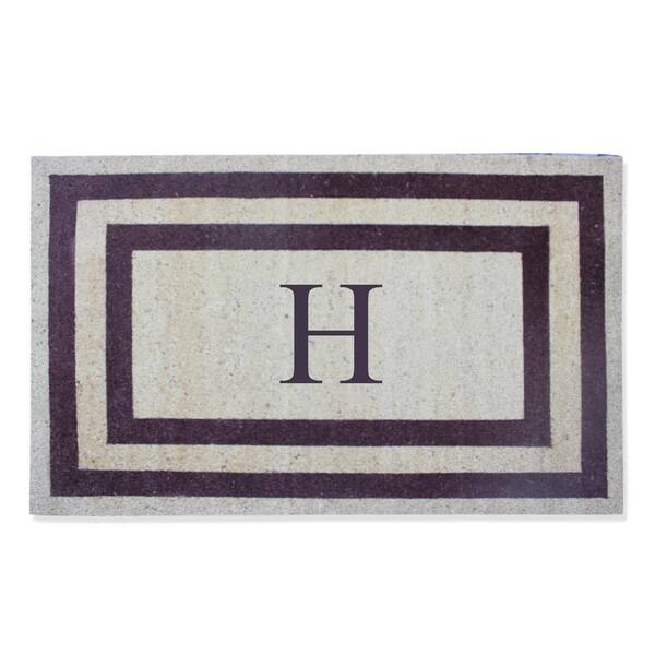 Unbranded A1HC First Impression Engineered Classic Border Terrance Red 30 in. x 48 in. Coir Monogrammed H Door Mat