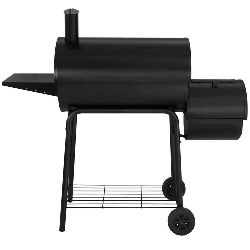 Royal Gourmet Black 48" Charcoal Grill with Offset Smoker