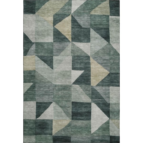 Mayfield Premium Machine Washable Abstract AMF2373 Basil 10 ft. x 14 ft. Area Rug