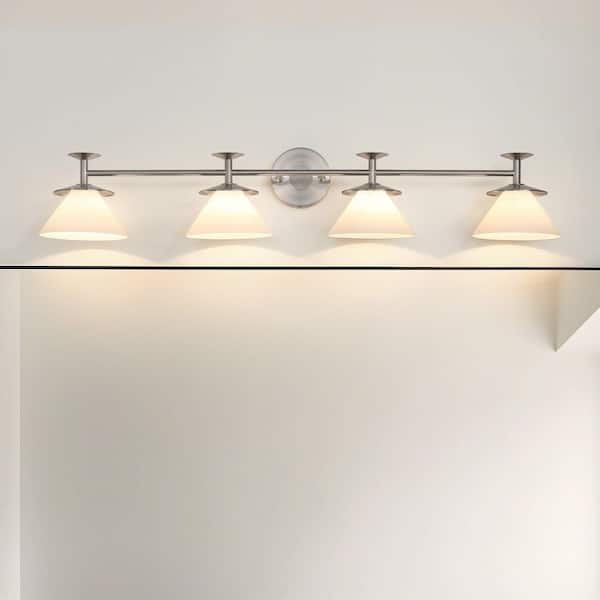 Tremolo 42-in. 4-light Brushed Nickel and Polished Nickel Vanity Light with Etched Opal Glass