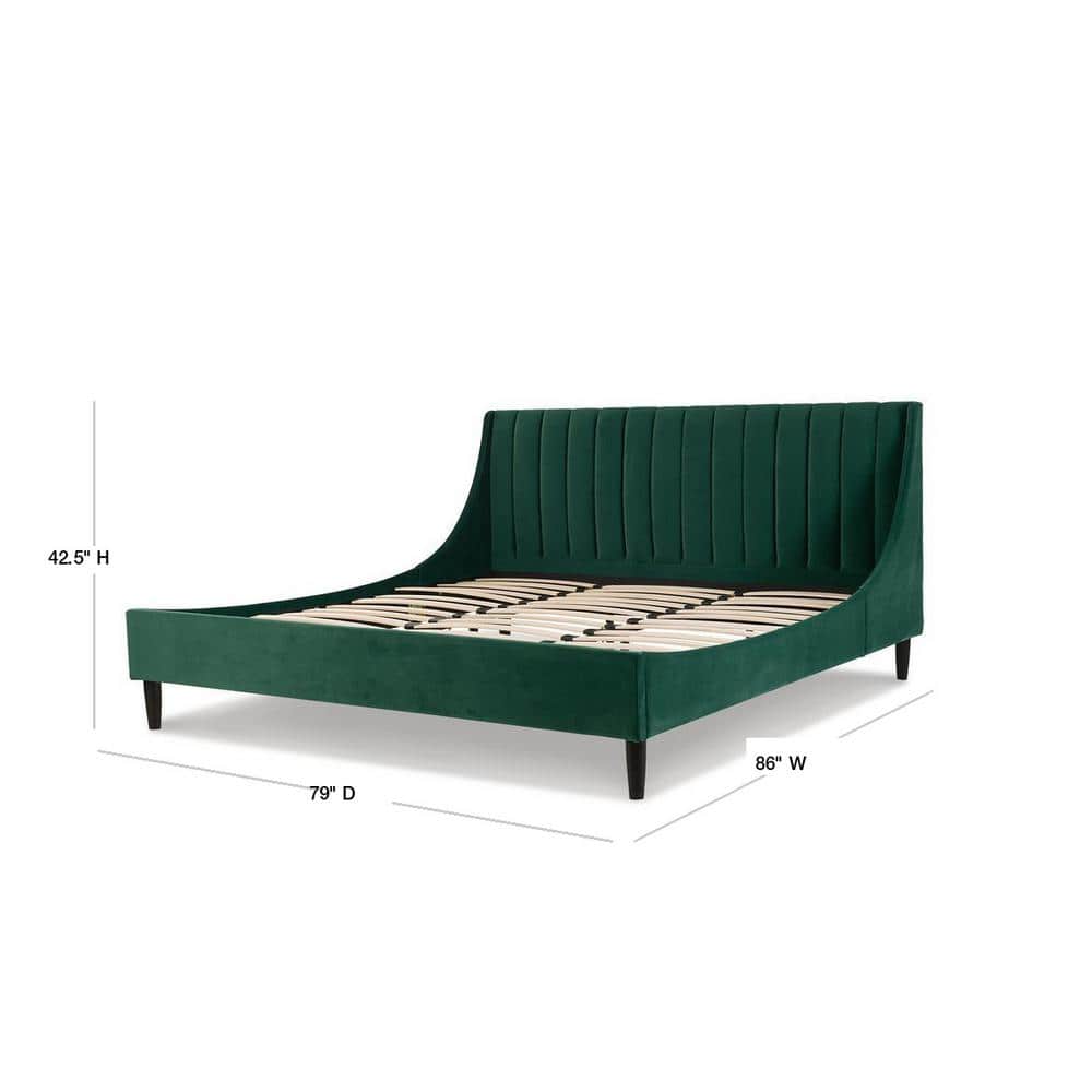 Aspen Cloud White Velvet King Platform Bed with Tufted Headboard