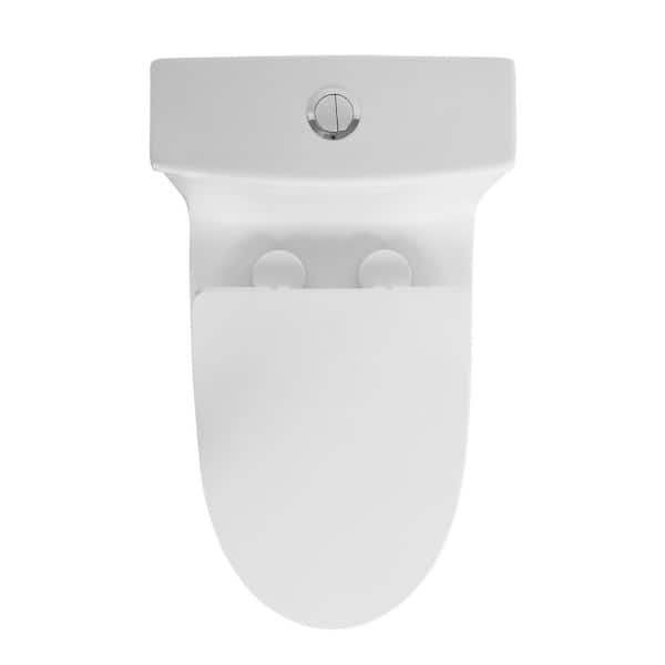 1.1/1.6 GPF Floor Mounted Elongated 1-Piece Toilet in Glossy White with Soft Close Seat