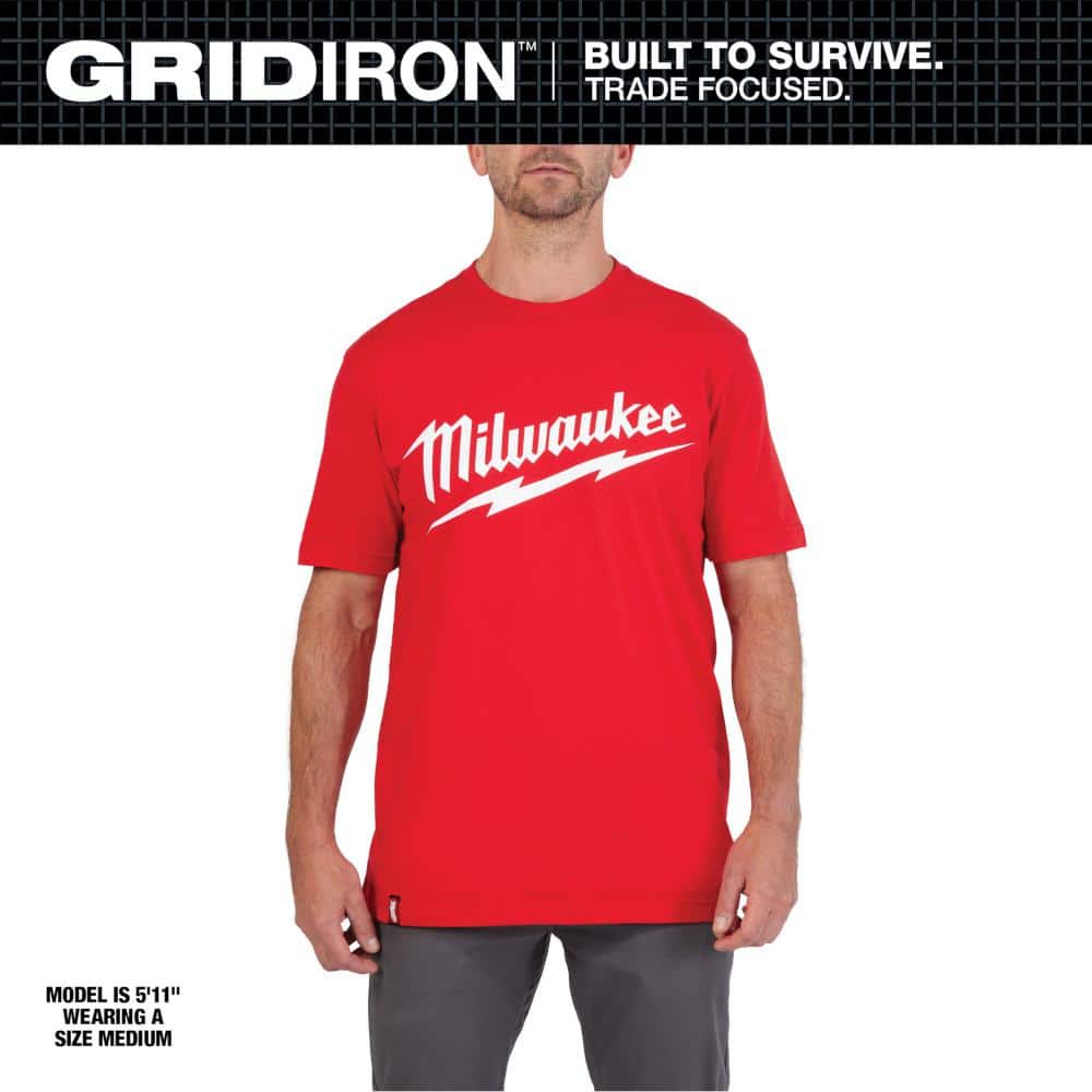 Milwaukee Men's 2X-Large Red Heavy-Duty Short-Sleeve T-Shirt 607R