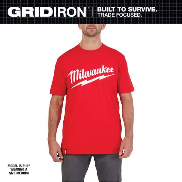 Milwaukee Men's Small Red Heavy-Duty Short-Sleeve T-Shirt