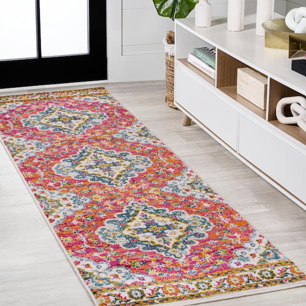 JONATHAN Y Bohemian Flair Boho Vintage Medallion Fuchsia/Ivory 2 ft. x 8 ft. Runner Rug