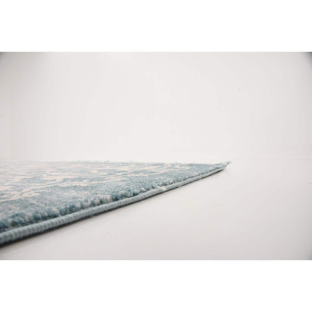 Light Blue and Ivory Abstract Rectangular Area Rug