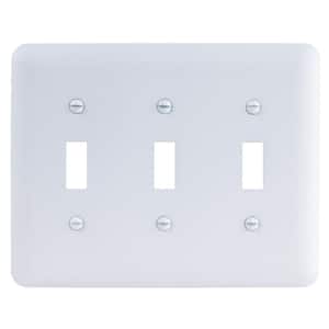 White 3-Gang Toggle Maxi Metal Wall Plate Textured