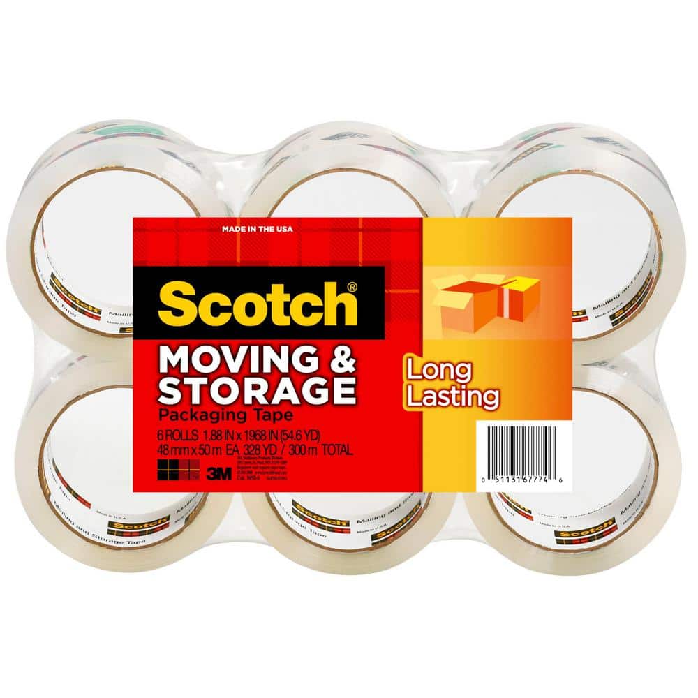Clear Scotch 3650 Long Lasting Moving & Storage Packaging Tape 1.88" x 54.6 Yd 