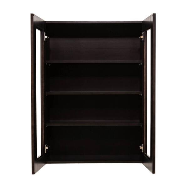 LIFEART CABINETRY Anchester Assembled 36 in. x 18 in. x 12 in. Wall Mullion Door Cabinet with 2 Doors in Dark Espresso