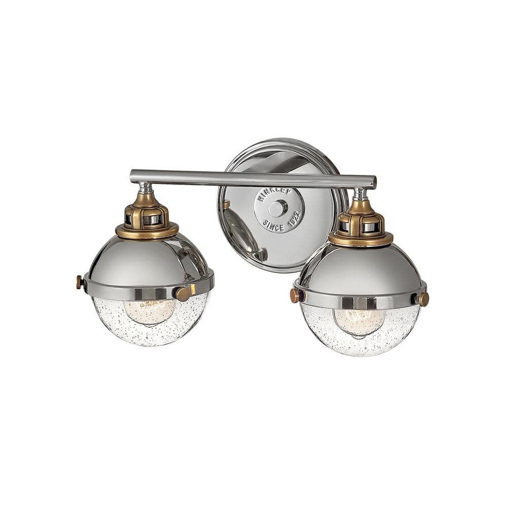 Fletcher Polished Nickel & Heritage Brass 2-Light Vanity Sconce