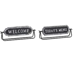 Black and White in. Welcome in. and in. Today's Menu in. Metal Table Decor Signs, Set of 2: 2 in. x 4.5 in.
