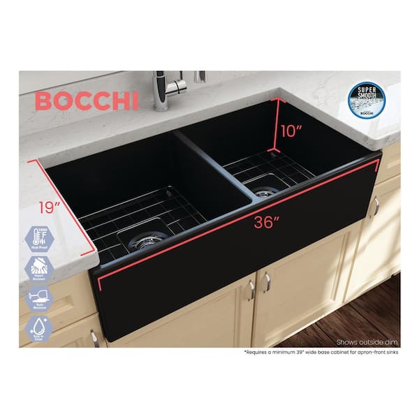 BOCCHI Matte Black Stainless Steel Sink Bottom Grid for 36 In. Double Bowl Sinks