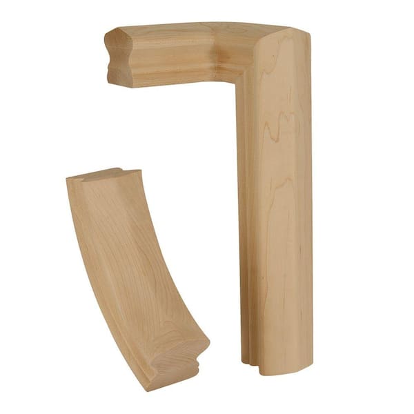 Stair Parts 7571 Unfinished Hard Maple Left-Hand 2-Rise Quarter-Turn Handrail Fitting
