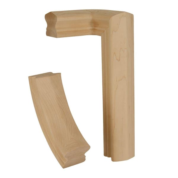 EVERMARK Stair Parts 7571 Unfinished Hard Maple Left-Hand 2-Rise Quarter-Turn Handrail Fitting