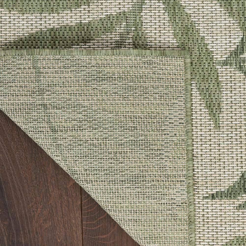 Ivory Green Tropical Floral Synthetic Runner Rug 2' x 8'