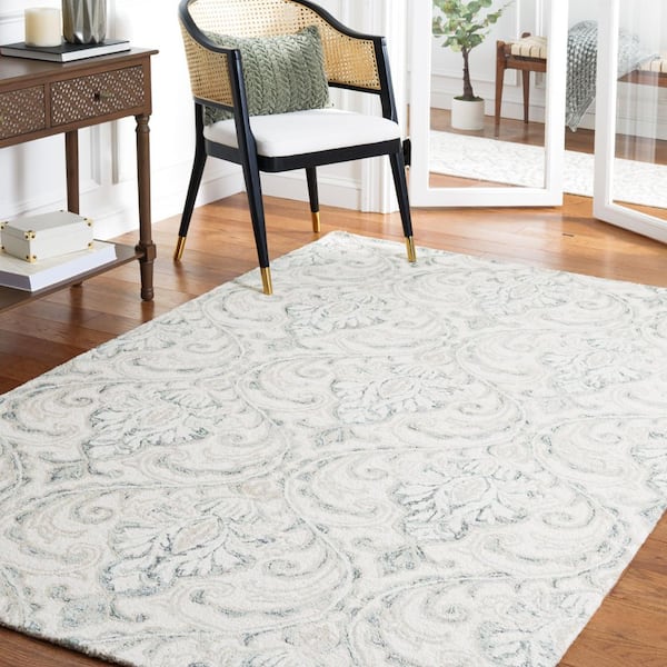 Micro-Loop Ivory/Grey Doormat 2 ft. x 3 ft. Trellis Medallion Area Rug