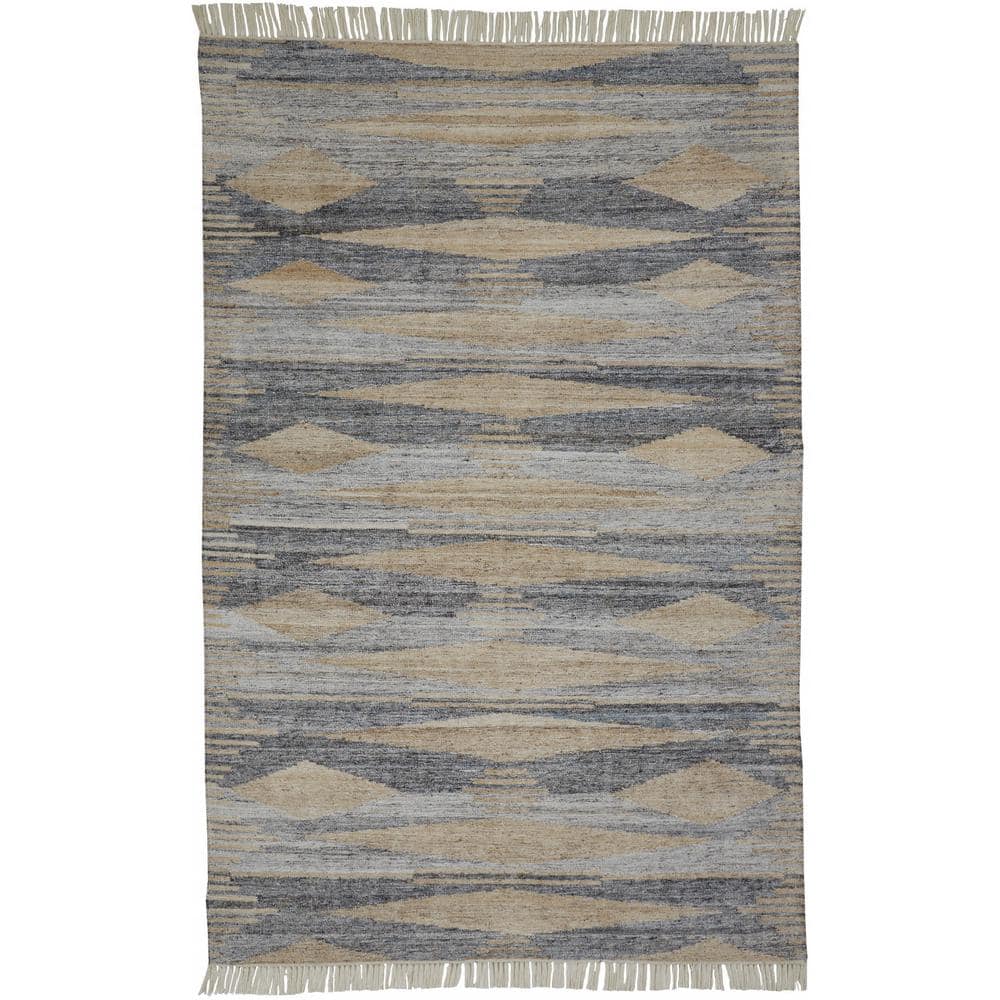 HomeRoots Gray and Ivory Abstract 9 ft. x 12 ft. Area Rug 2000512455 ...