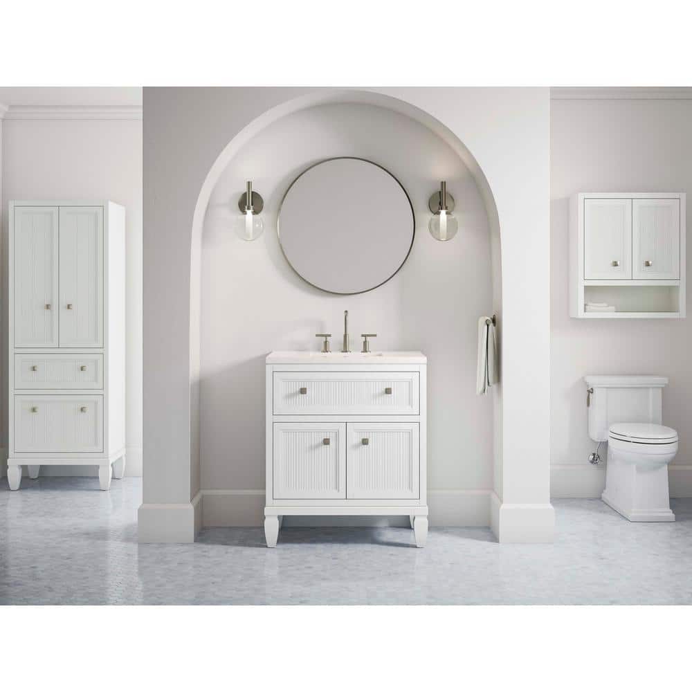 Hearthaven 30'' White MDF Bathroom Vanity with Quartz Top