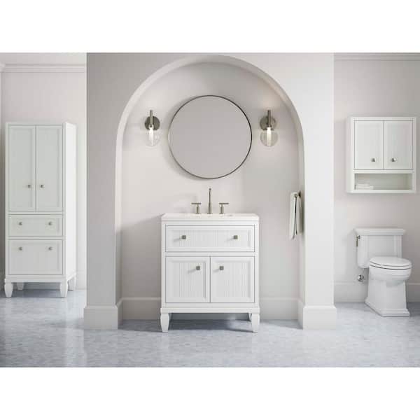 KOHLER Hearthaven 30.56in. Single Sink Freestanding White Bath Vanity with White Quartz Top Assembled