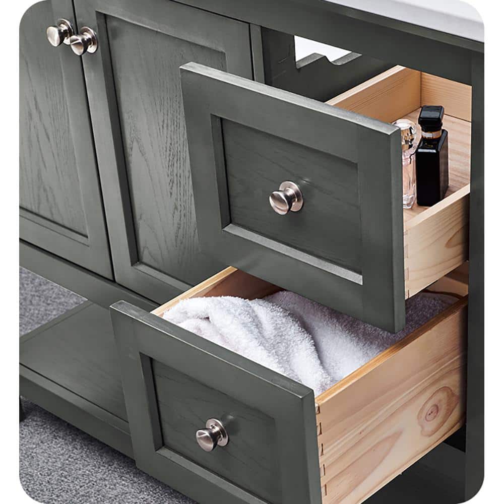 Gray Wood 60" Double Sink Freestanding Bathroom Vanity Base