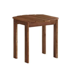 Brown Wooden Outdoor Side Table with Slatted Top and Block Legs