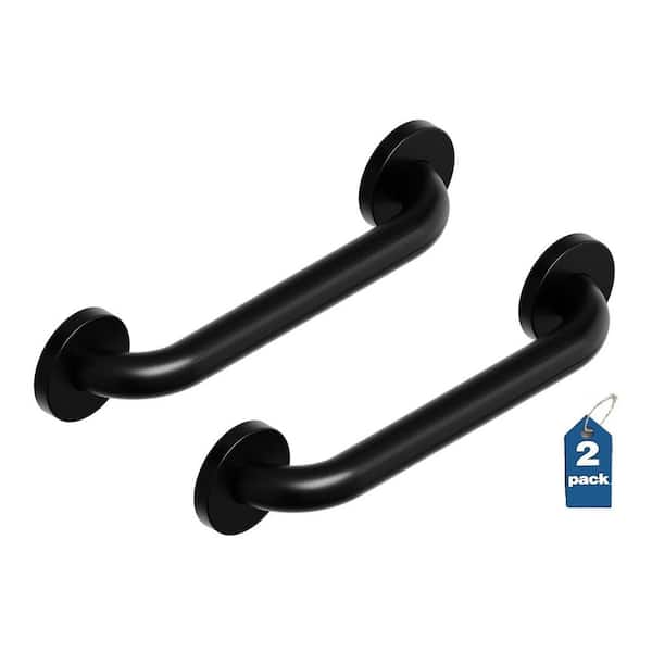 Easy Mount (2x Pack) 12 in. Grab Bar ADA Compliant for Bath and Shower Safety (500 lb. Capacity) in Matte Black