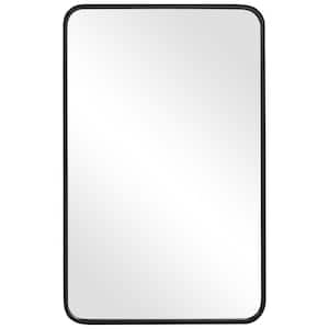 24 in. x 38 in. Modern Black Rectangle Metal Framed with Curved Corners Decorative Mirror