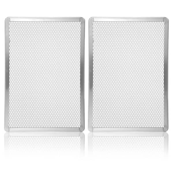 Rectangular 2-Cup Aluminum Pizza Screen Pan 2 Pack Restaurant Grade Pizza Crisper for Crispy Crust Flatbread