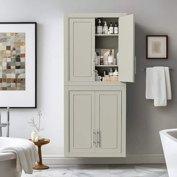 22 in. W x 8 in. D x 26 in. H Surface-Mount Bathroom Storage Wall Cabinet in Gray