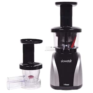 Slowstar 24 fl. oz. Black and Silver Vertical Cold Press Juicer with Mincing Attachment