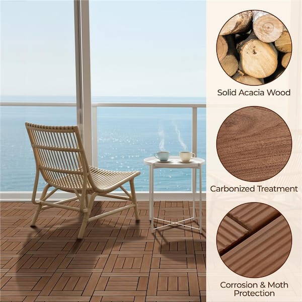 Yaheetech 12 in. x 12 in. Interlocking Patio Deck Tiles, Pack of