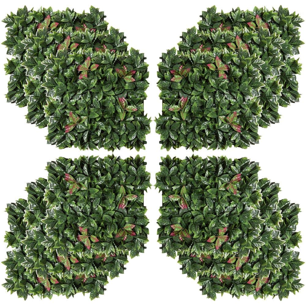 12 Pcs 20 in. H Green Artificial Grass Wall Panels Decor for Outdoor, Indoo