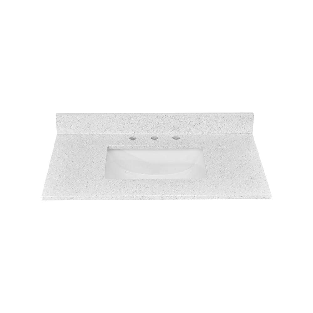 36 in. W x 22 in. D Quartz White Rectangular Single Sink Bathroom Vanity Top in Crystal White price history on PriceWatchPro