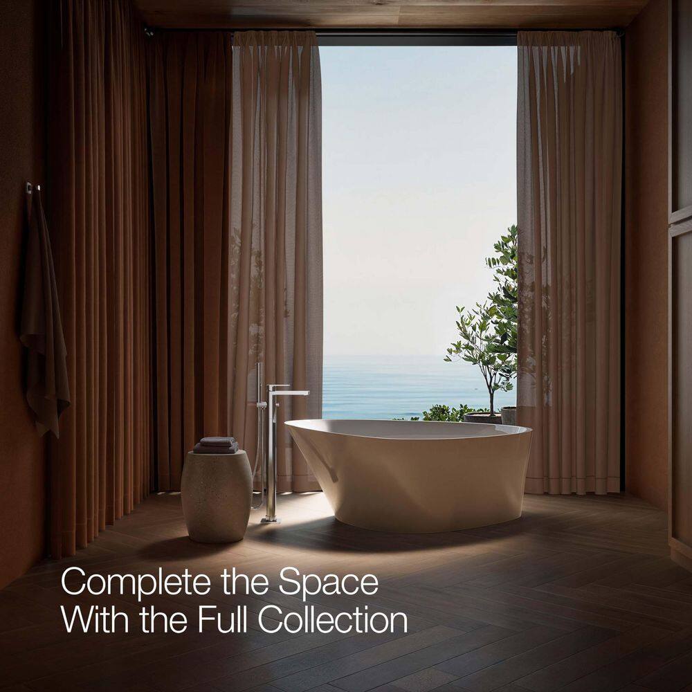 Polished Chrome Floor-Mount Bath Filler with Handshower