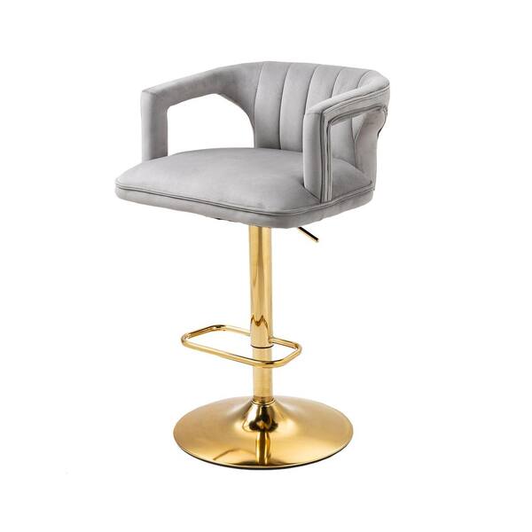 41.93 in. Grey Metal Bar Stools with Back and Footrest Counter Height