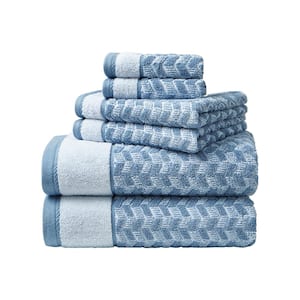 Zane Chevron 6-Piece Blue Geometric Cotton Towel Set