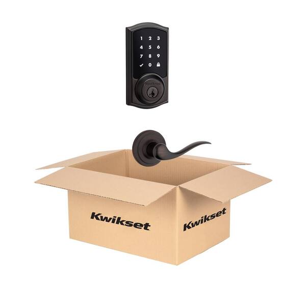Premis Touchscreen Smart Lock Venetian Bronze Single Cylinder Electronic Deadbolt featuring Tustin Hall/Closet Lever