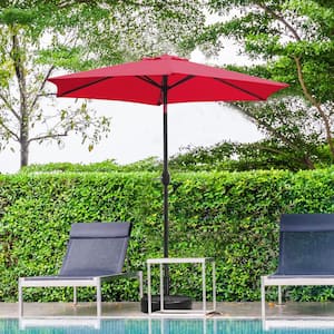 7.5 ft. Aluminium Market Tilt Patio Umbrella in Red with Base