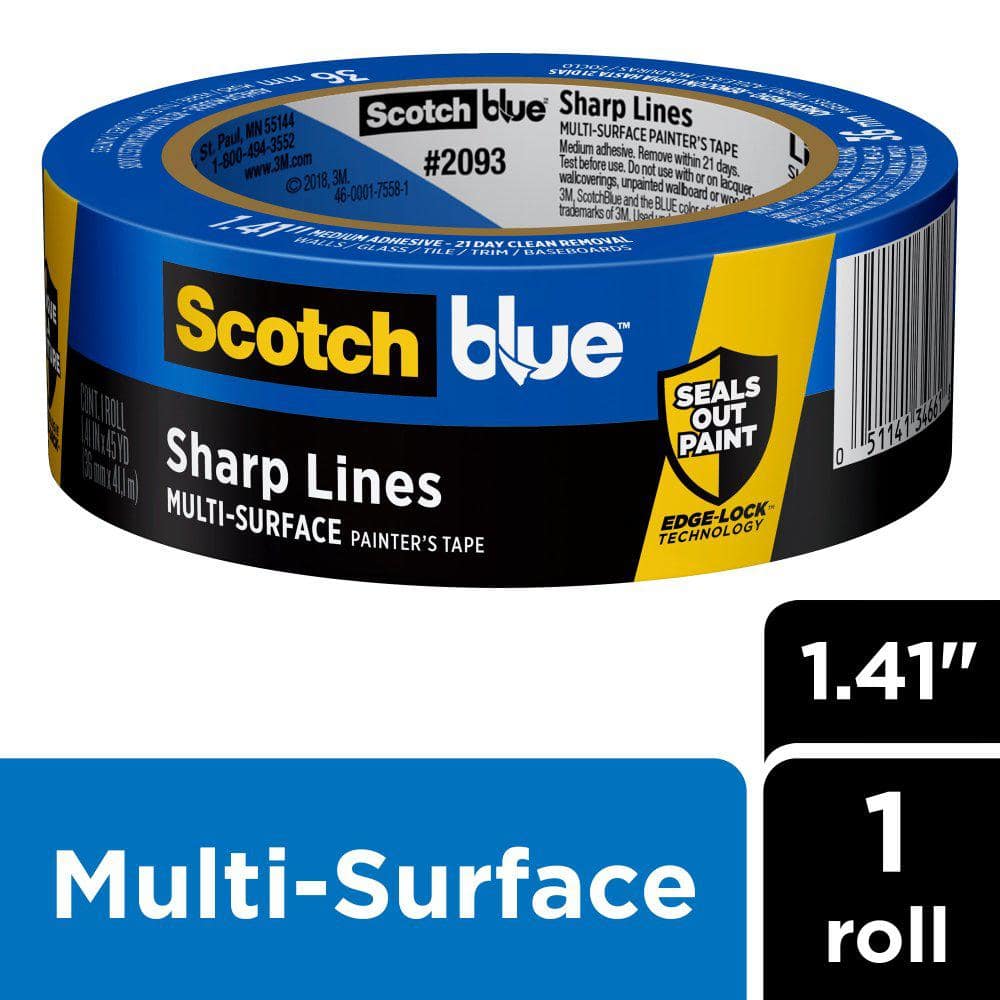 3M ScotchBlue 1.41 in. x 60 yds. Sharp Lines Multi-Surface Painter's Tape  with Edge-Lock 2093-36CC - The Home Depot