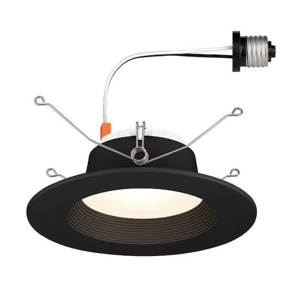 EnviroLite 5 in. and 6 in. 3000K Integrated LED Black Recessed Light Trim