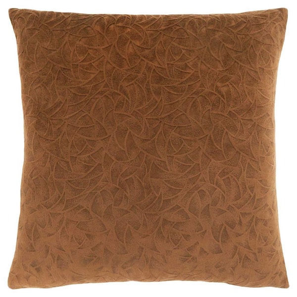 HomeRoots Brown Geometric Polyester 18 in. x 18 in. Throw Pillow