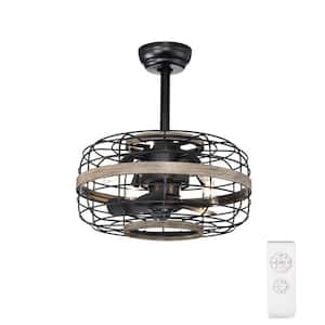 18 in. Indoor Matte Black Industrial Style Cage Ceiling Fan with Remote Included and AC Reversible Motor