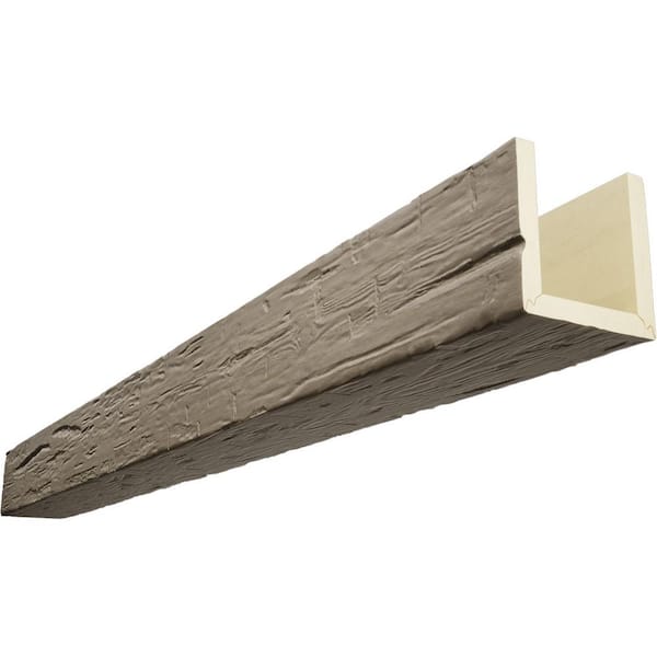 Ekena Millwork Endurathane 4 in. H x 10 in. W x 22 ft. L Hand Hewn Rustic Taupe Faux Wood Beam